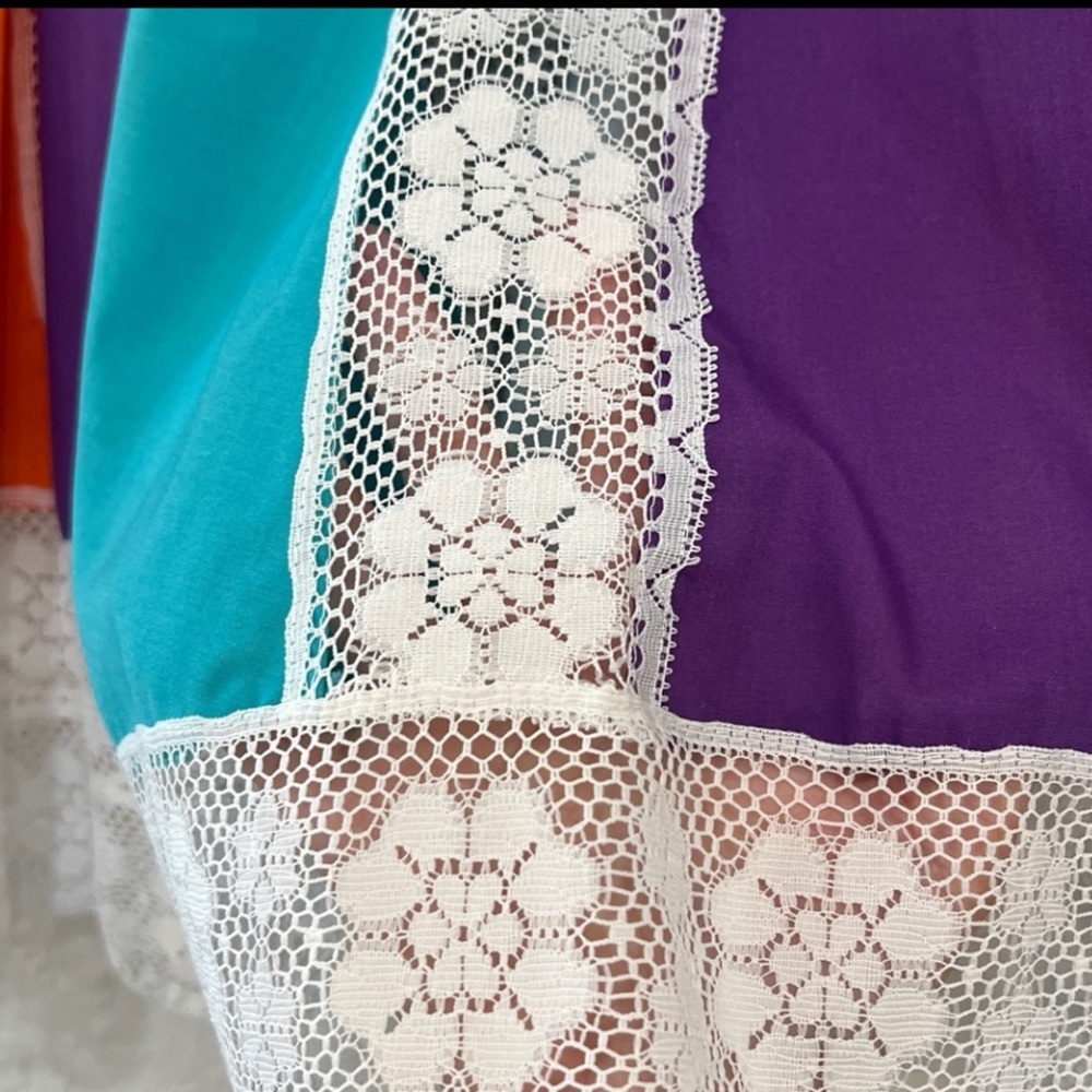 Handmade Vintage Lace Colorful Patchwork Overlay Skirt Boho Festival - Picture 5 of 15